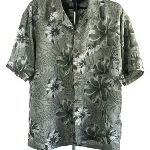 Vintage Kensington LTD California Hawaiian Shirt Sage Green Tropical Resortcore